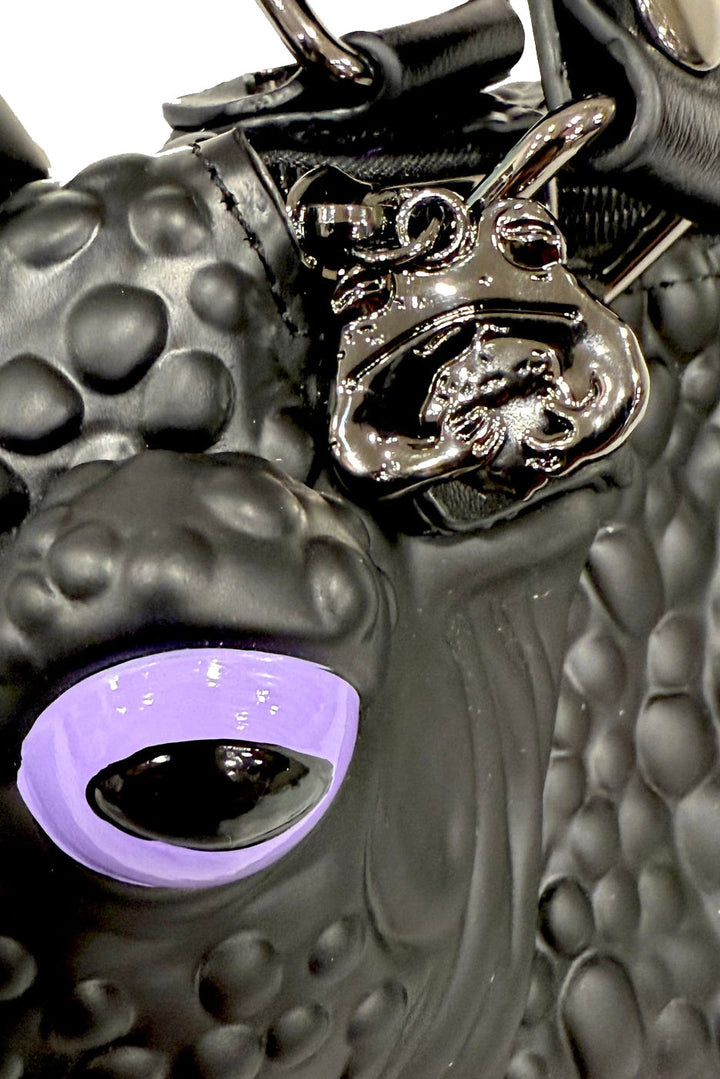 whimsical rubber black frog tad shaped handbag by windy willow