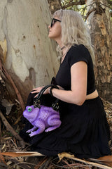 creepy cute purple toad handbag