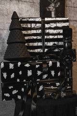 tim burton inspired black and white striped wrapping paper