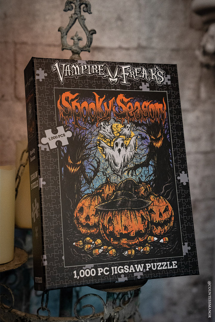 gothic ghost halloween jigsaw puzzle box