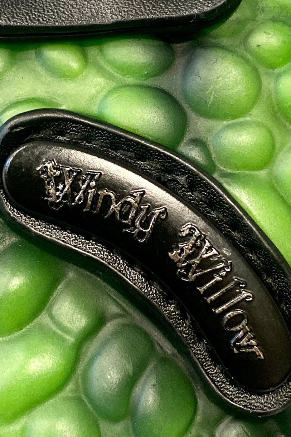 realistic toad purse with windy willow branding 