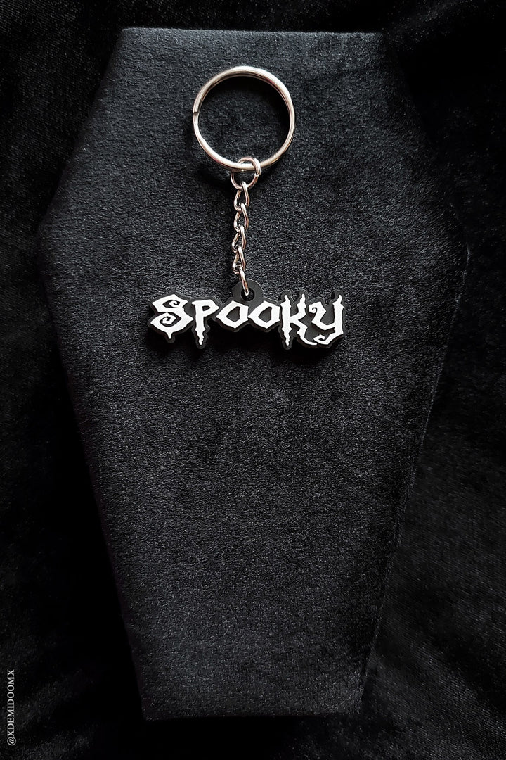 rubber spooky text keychain