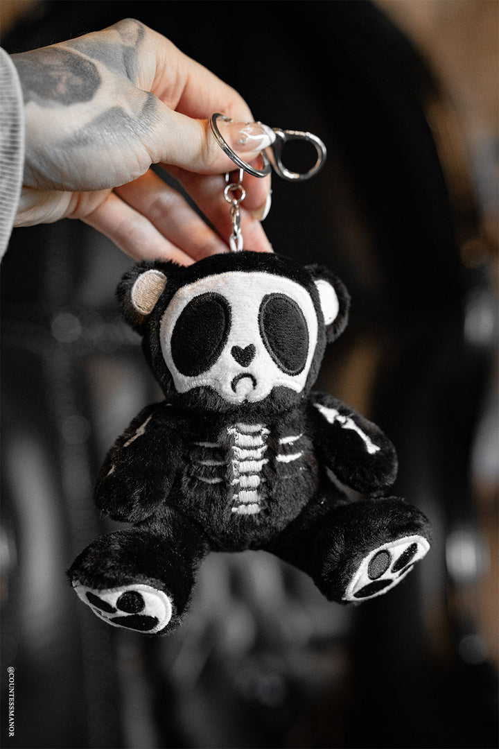 skeleton teddy bear plush keychain 