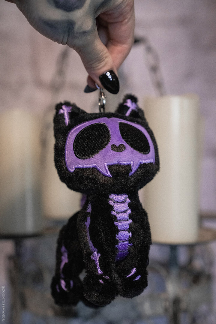 day of the dead skeleton cat plush toy keychain for emo adults 