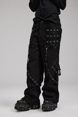 punk grunge black baggy pants for men