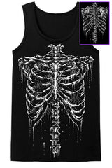 Punk goth skeleton ribcage torso graphic tank top for men