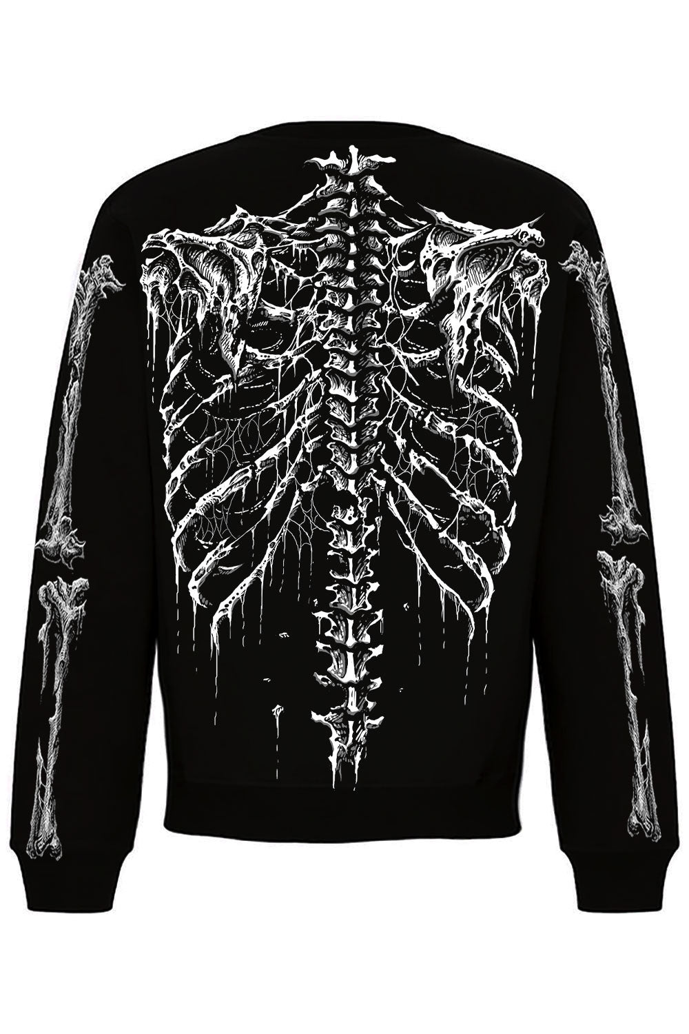 creepy goth grunge torso and arms skeleton sweatshirt