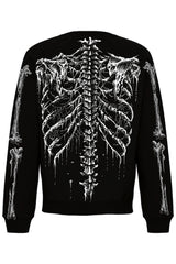 creepy goth grunge torso and arms skeleton sweatshirt