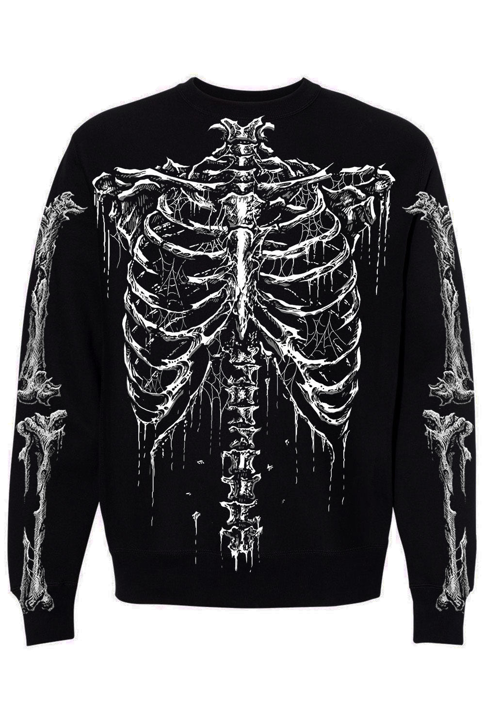 vampirefreaks punk goth black sweatshirt with white skeleton print