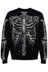 vampirefreaks punk goth black sweatshirt with white skeleton print