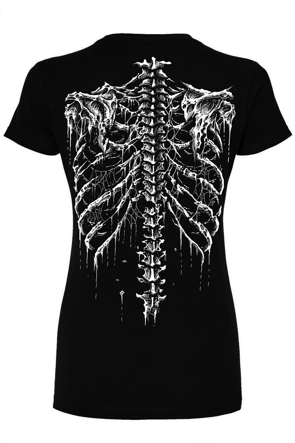 punk emo skeleton gore broken spine graphic printed short sleeve tshirt