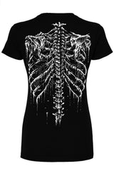 punk emo skeleton gore broken spine graphic printed short sleeve tshirt