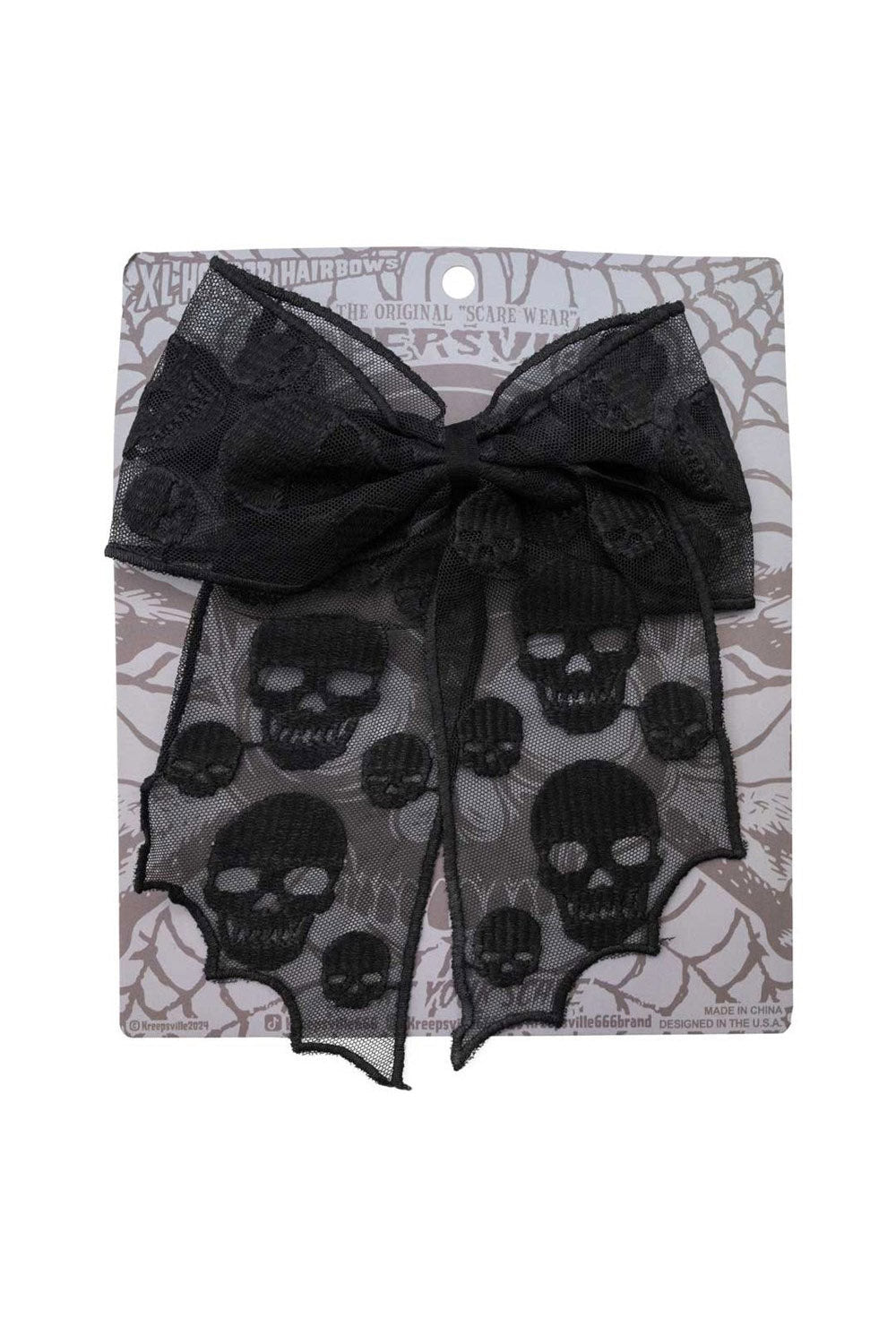 extra large gothic skull hair bow barrette clip