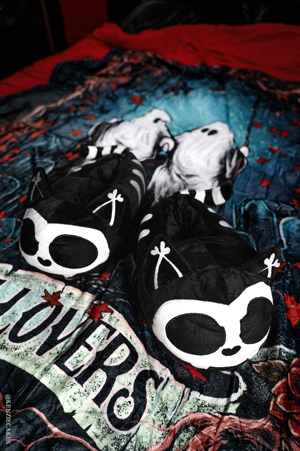 skeleton cat slippers