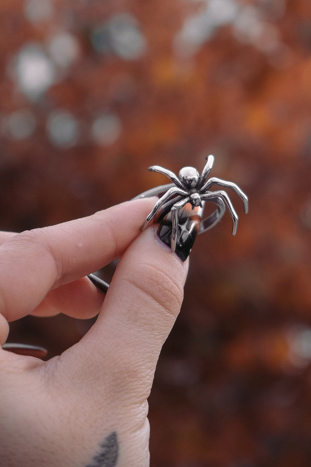 unisex silver spider ring