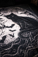 gothic bat cat and nature blanket with designs on both sides 