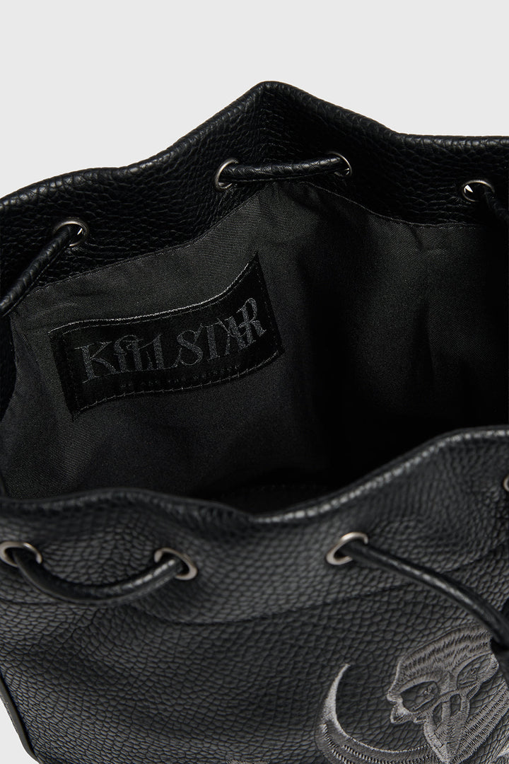 medium sized embroidered dark cottagecore bucket bag purse by killstar