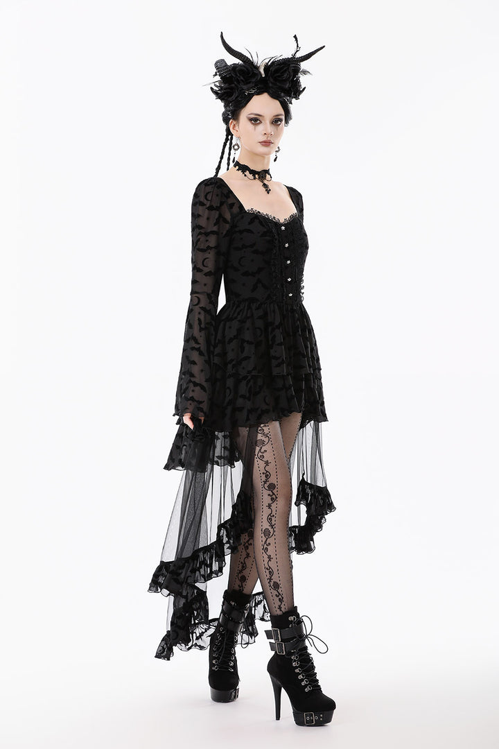 romantic goth long high low hem dress
