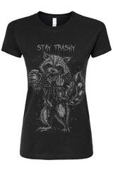 black cotton goth raccoon shirt 