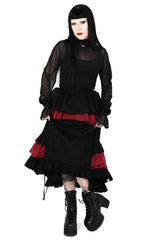 red and black quirky customizable skirt with tunneling 