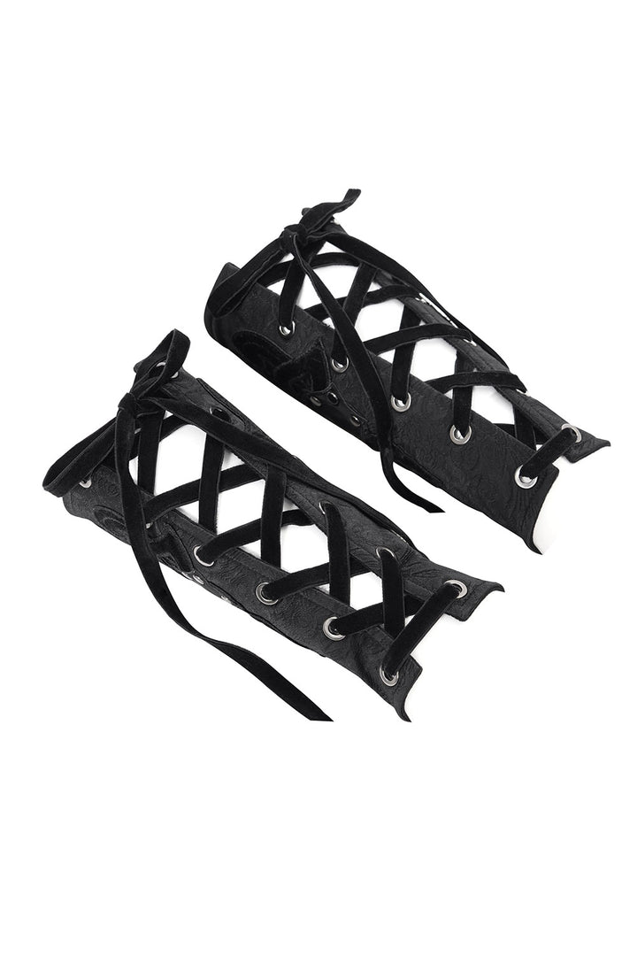 studded lace-up goth gloves