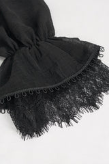 flared sleeve cuff lace-up top 