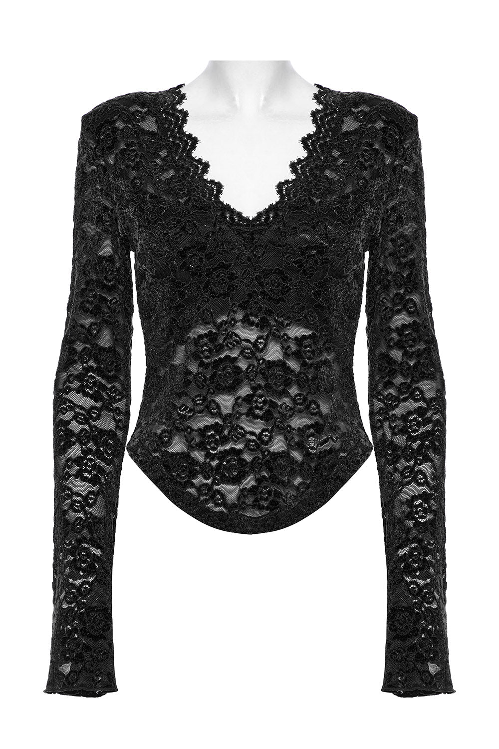 womens long sleeve black lace  top 