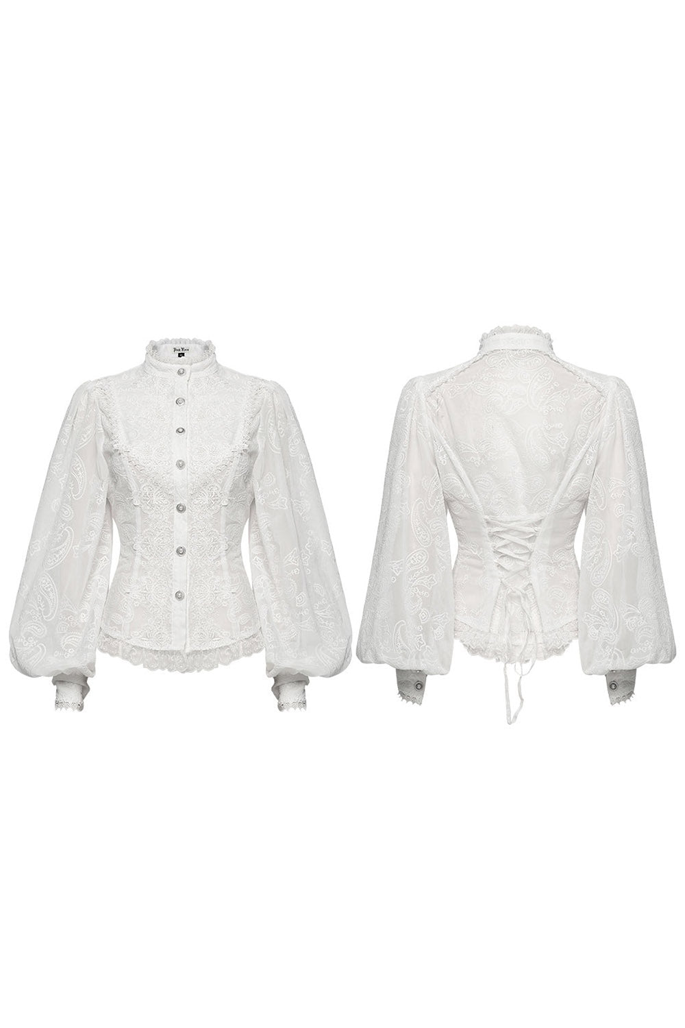 lace-up vintage sheer chiffon top