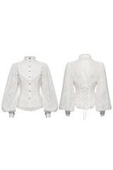 lace-up vintage sheer chiffon top
