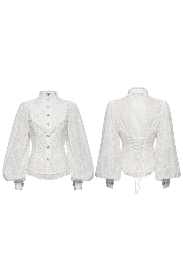 lace-up vintage sheer chiffon top