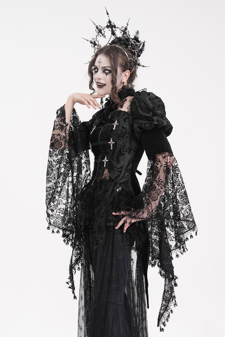 flared sleeve gothic coat