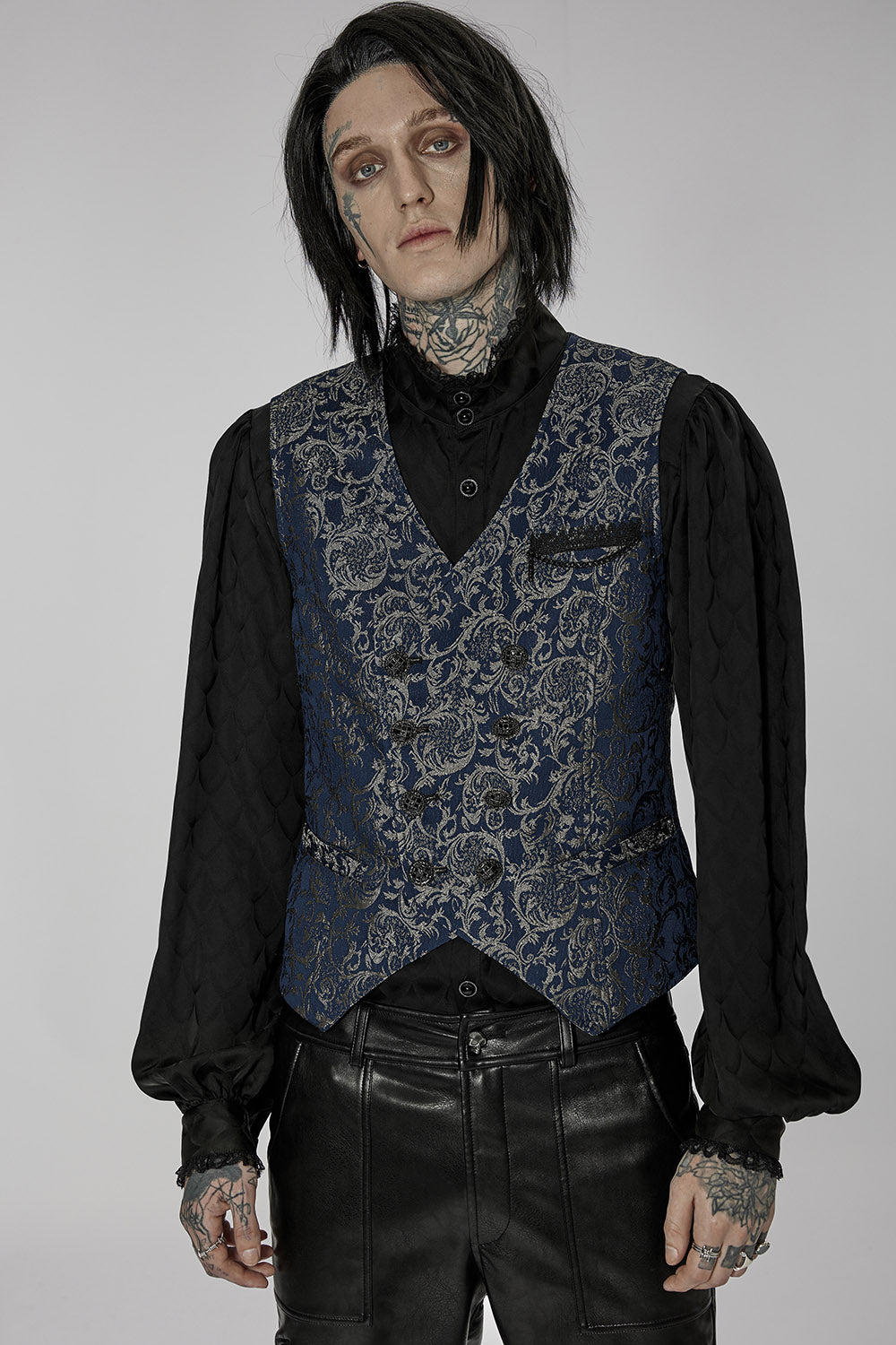 gothic gold and blue steampunk waistcoat 
