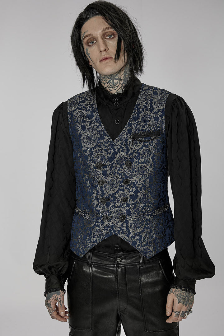 gothic gold and blue steampunk waistcoat 