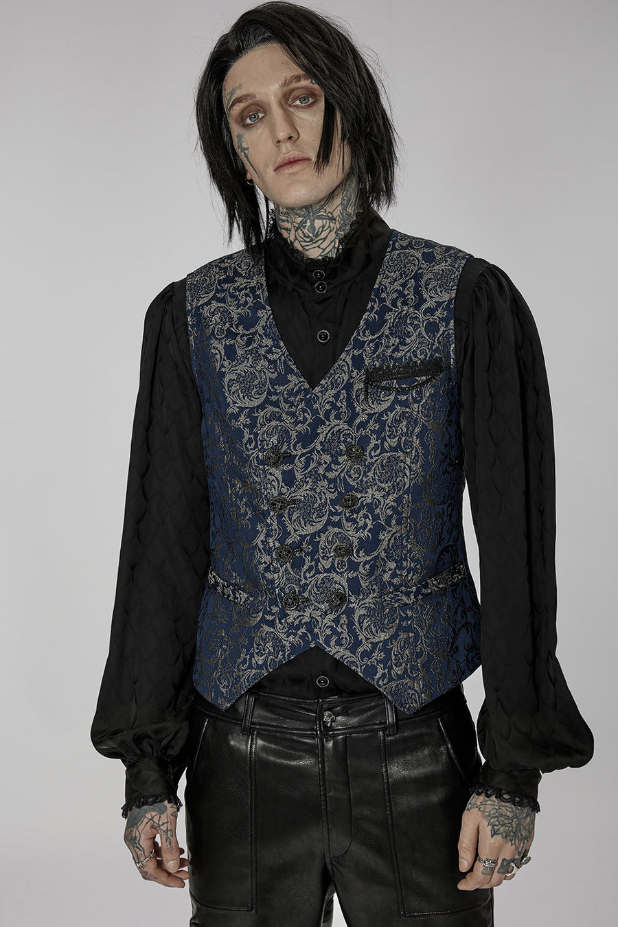 gothic gold and blue steampunk waistcoat 