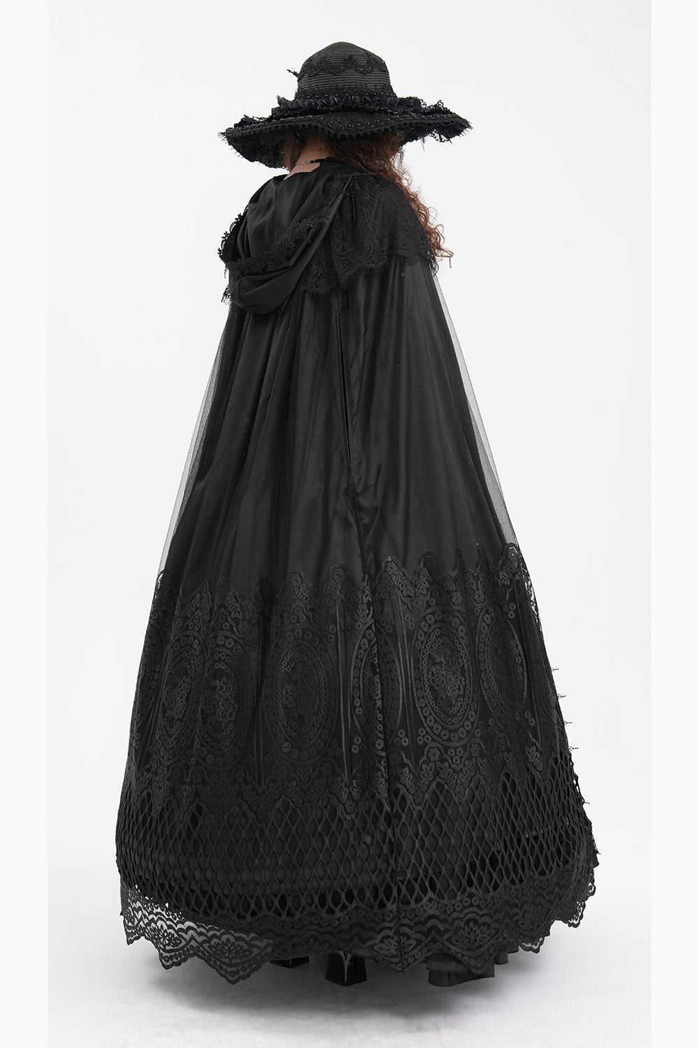 long black mesh vampire gothic cape