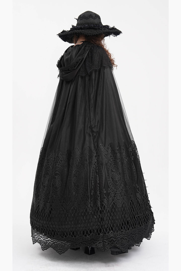 long black mesh vampire gothic cape