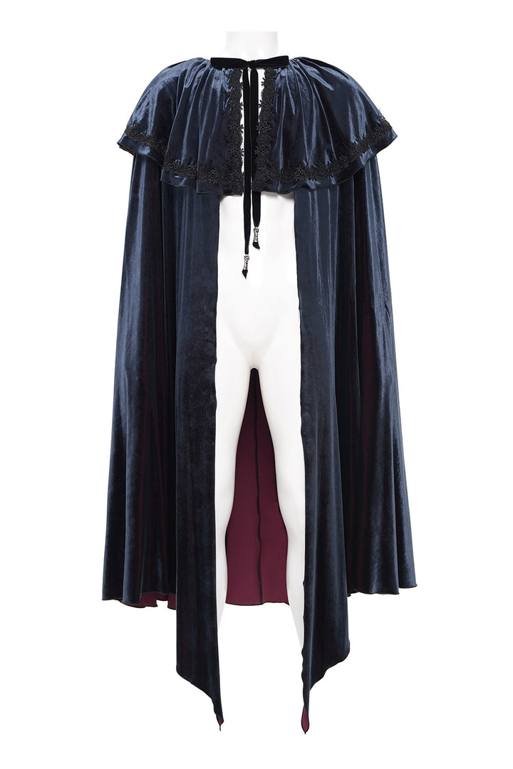 long black velvet cloak with red lining 