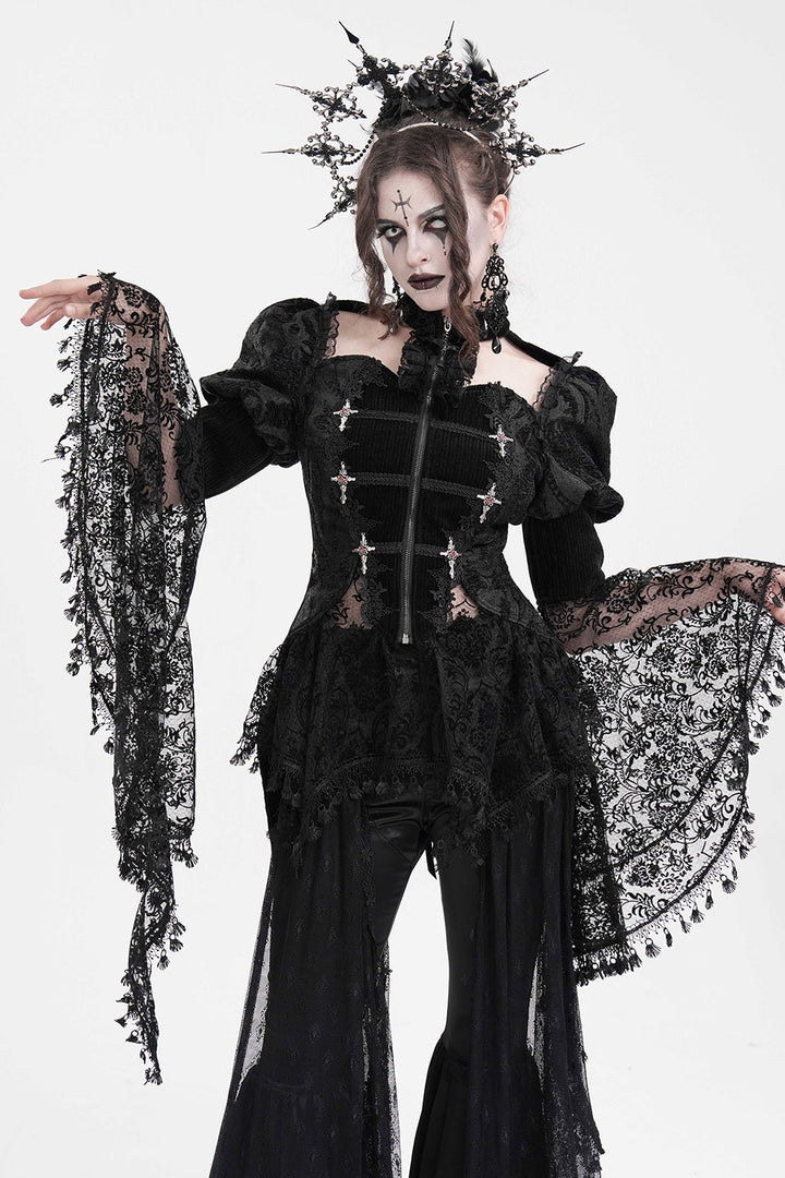 womens puffed shoulder vampire goth coat