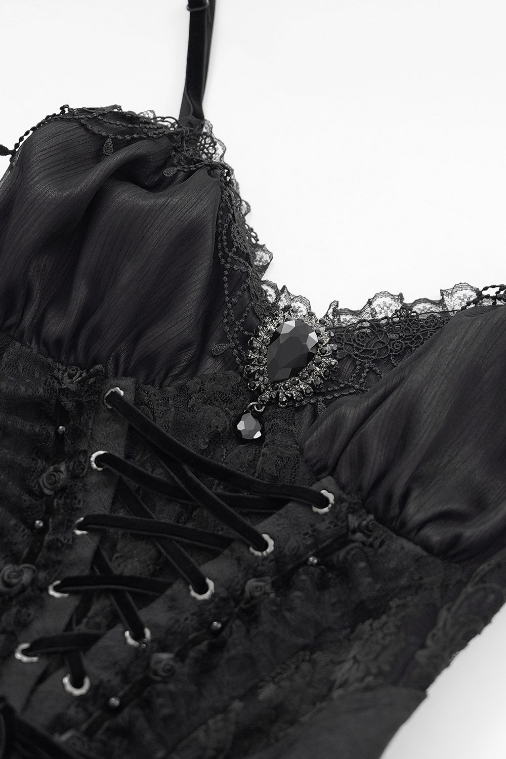 womens vampire goth faux gemstone blouse