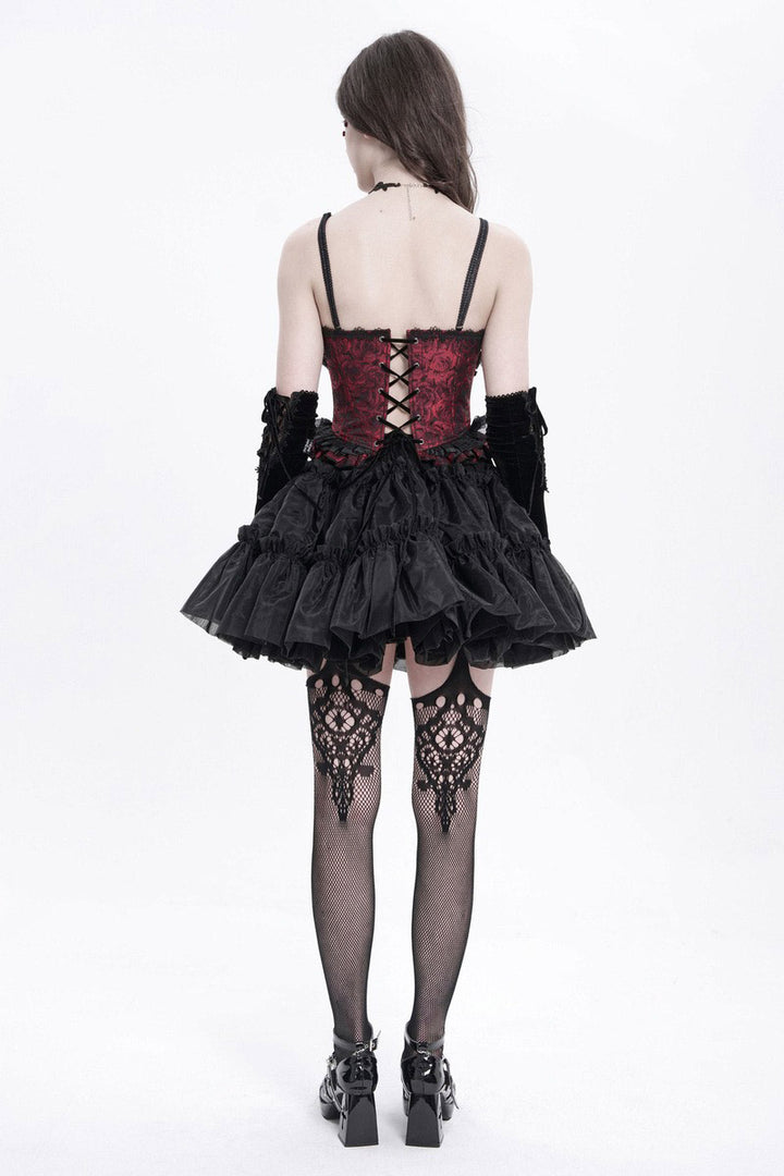 embroidered flower rose pattern corset top 