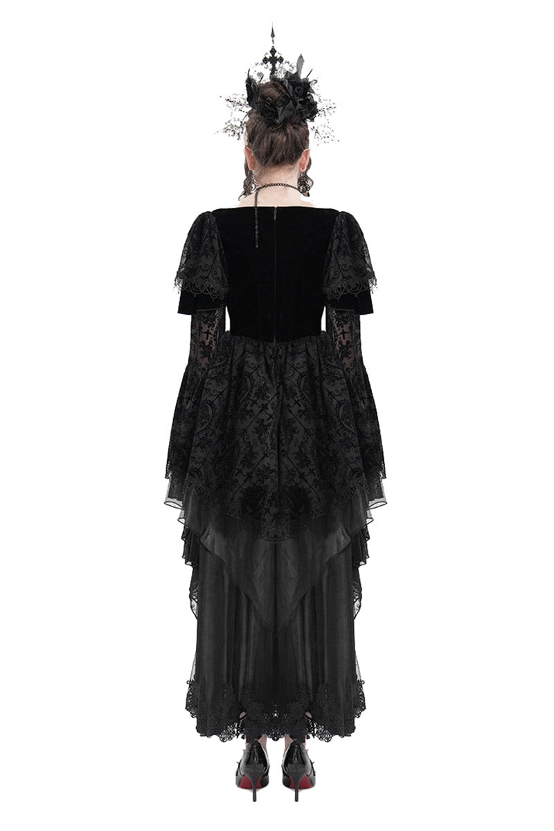 flared sleeve gothic gown