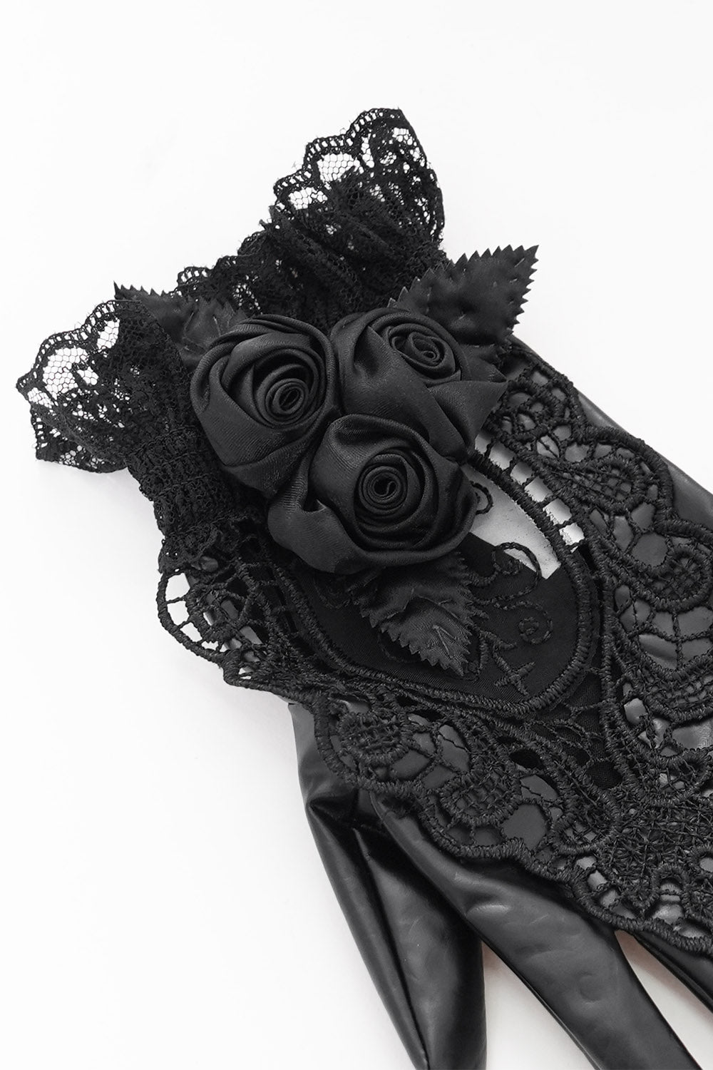ruffled lace gothic gloves