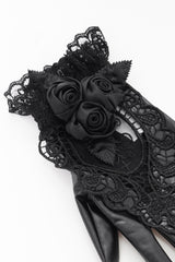 ruffled lace gothic gloves