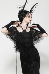 steampunk black lace gloves 