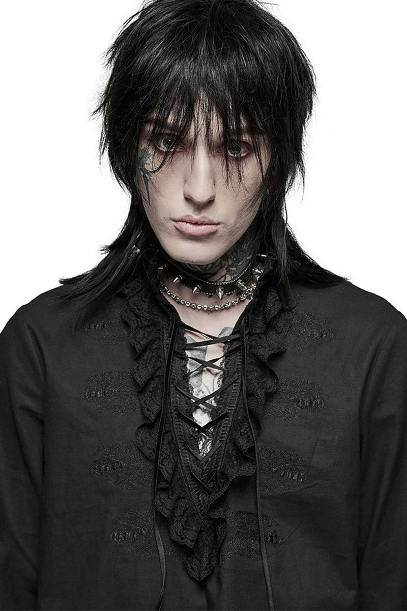 long sleeve mens cotton ruffled shirt