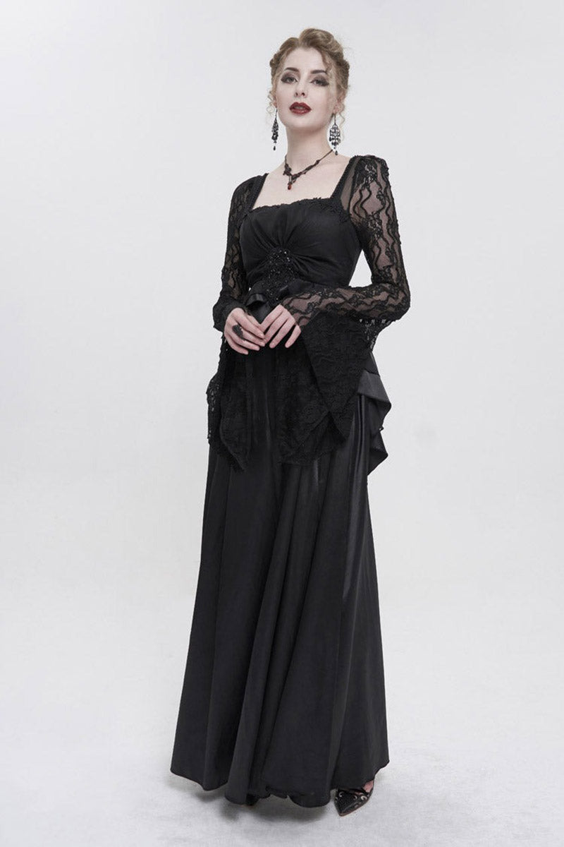 black satin gothic gown