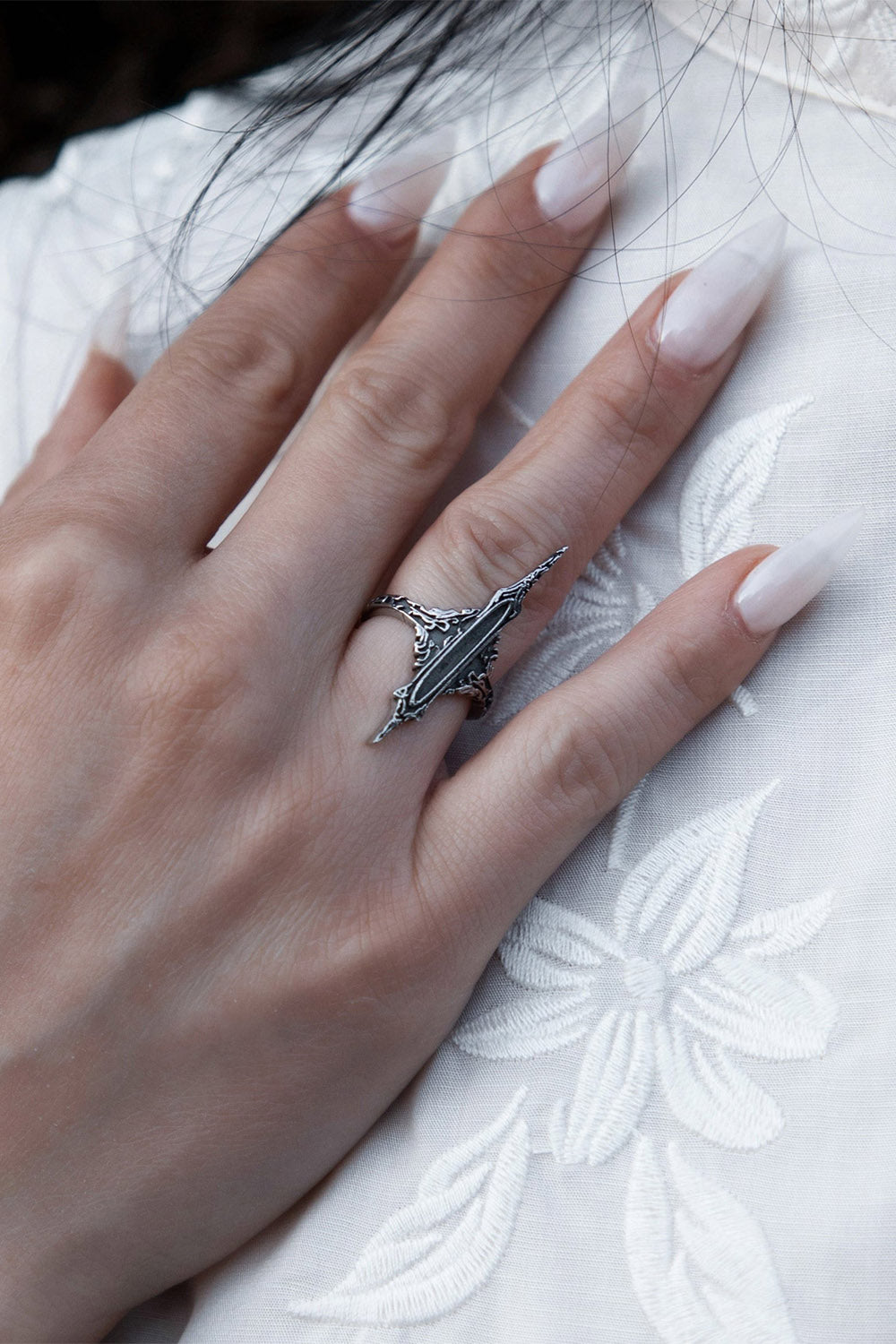 stainless steel vampire goth ring