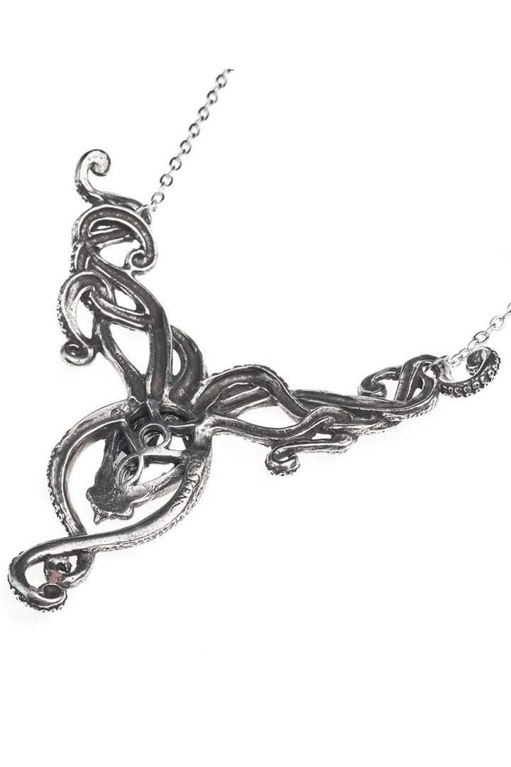 silver steampunk tentacle kraken necklace