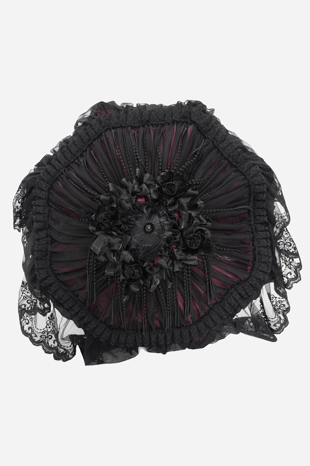 black and red satin beaded gothic lace parasol umbrella
