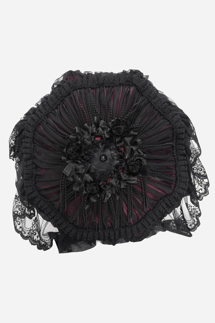 black and red satin beaded gothic lace parasol umbrella